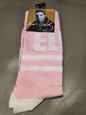 Elvis Presley Pink & White Crew Socks NWT
